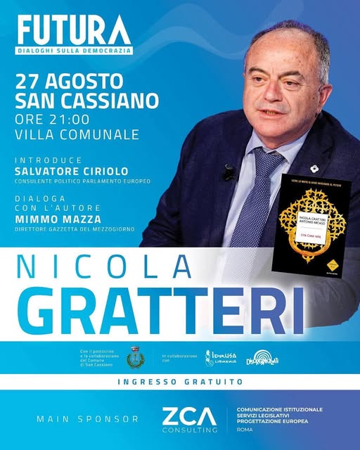 San Cassiano, Nicola Gratteri ospite di “Futura-Dialoghi sulla democrazia”